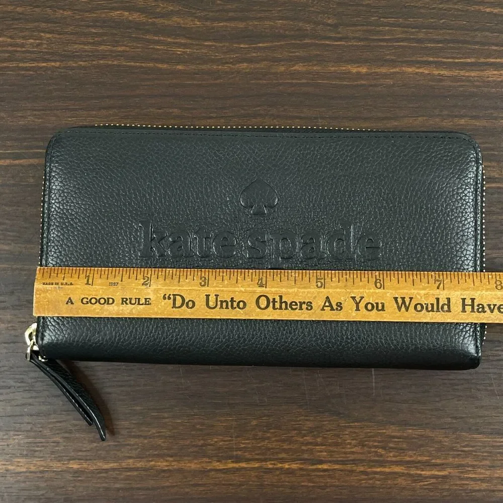 Kate Spade Wallet 7.5x4 Black Leather Zippered Card Holder Change Pouch - Picture 4 of 11